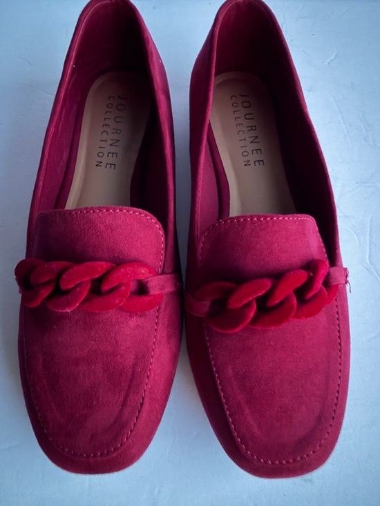 Journee Collection Shoes - Journee Collection Women's Crimson Suede Chain-Accent Loafers